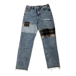 Hollister Jeans Women's Size 28 Blue Ultra High-Rise Mom Patchwork Distressed